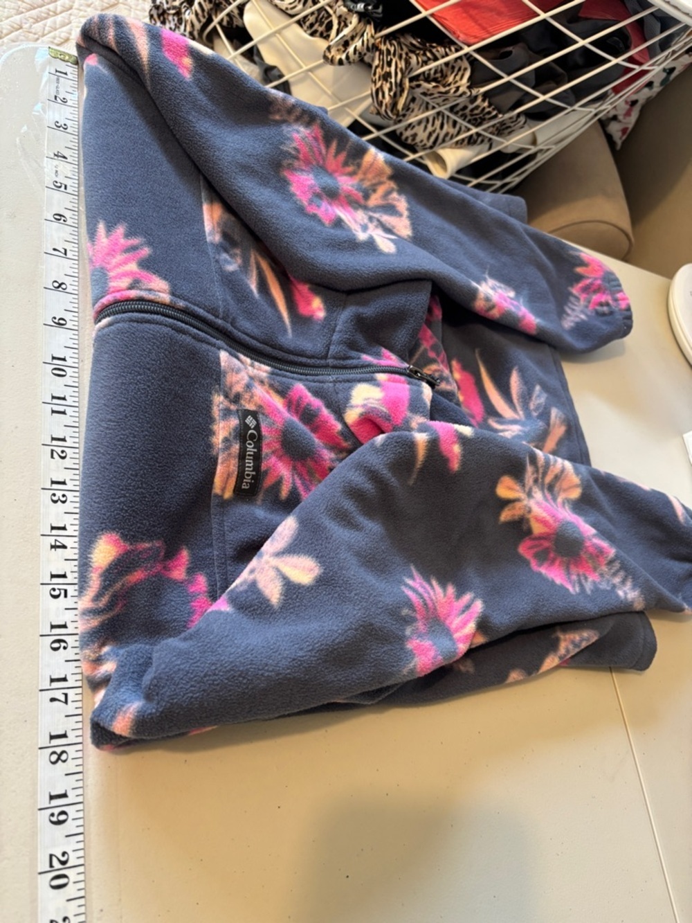 Columbia Kids Floral Fleece Zip Jacket Size XL Hiking Everyday Soft Cozy Granola - Picture 7 of 9